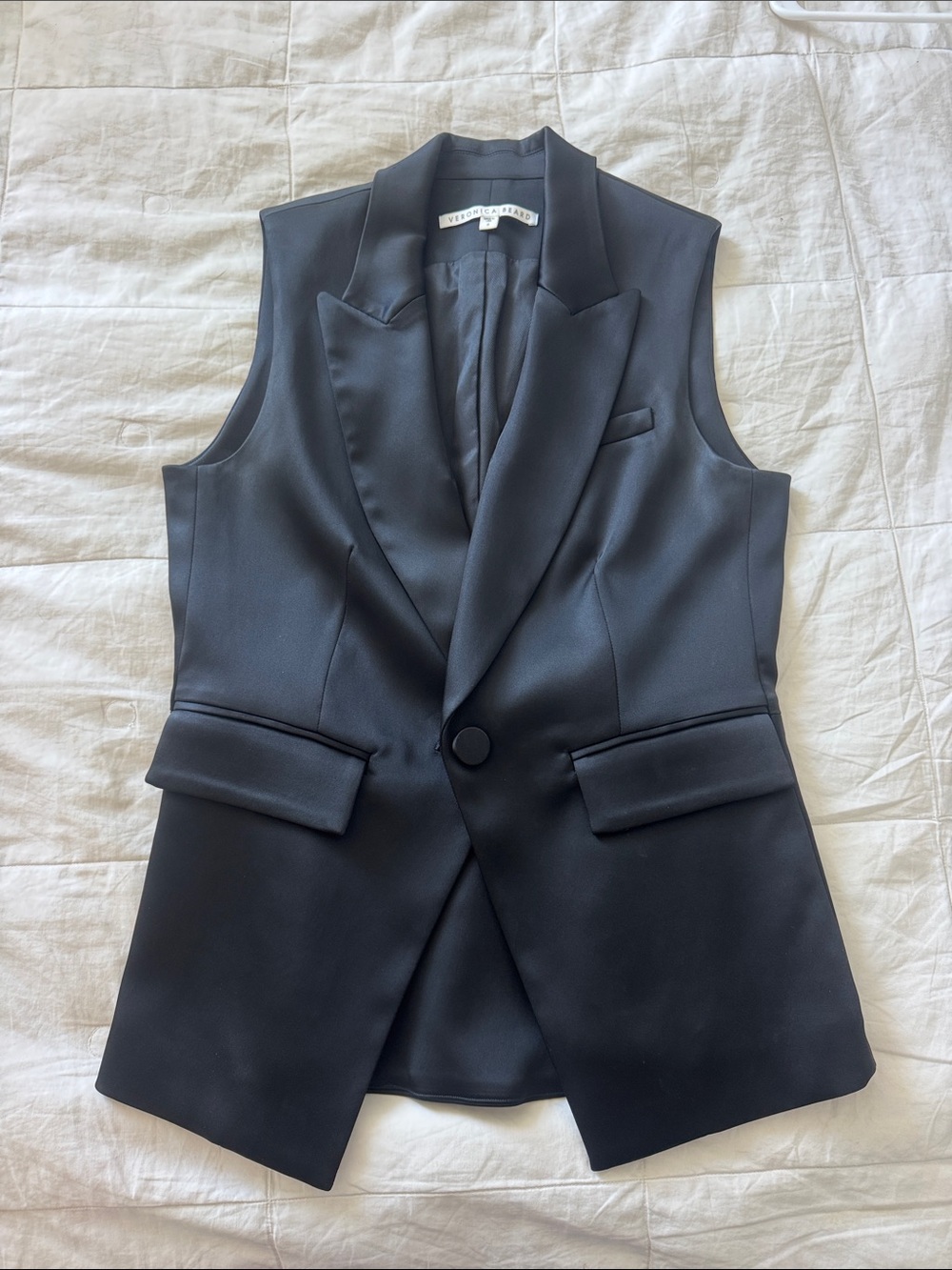 Veronica Beard Black Tailored Sleeveless Blazer Vest